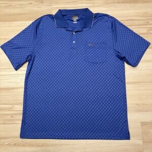 Greg Norman Polo Golf Shirt Play Dry Short Sleeve Blue Diamond Pattern Men's XL
